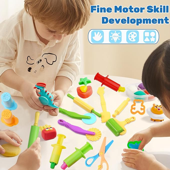 iShyan Dough Tools for Kids, 24 Pieces Dough Play Tools Set - Image 4