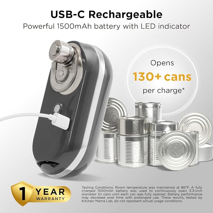 Kitchen Mama Mini Plus Rechargeable Electric Can Opener: USB-C Charging - Image 3