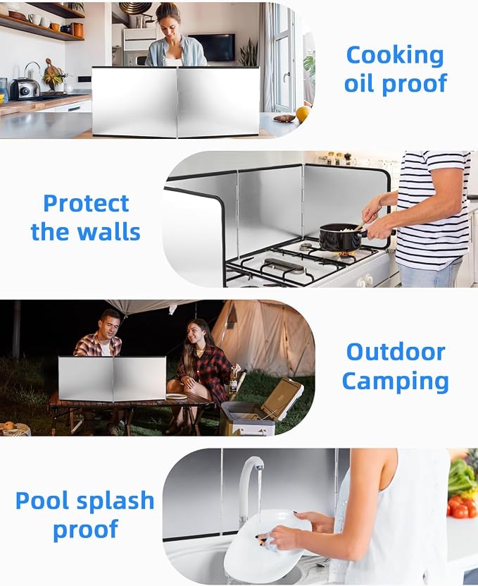 4 Sided Splatter Guard Foldable Stainless Steel Stove Splash Guard 11.8″ Height - Image 6