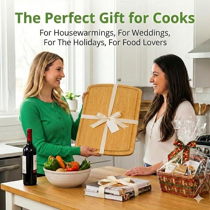 GREENER CHEF 18 Inch Extra Large Bamboo Cutting Board - Image 8