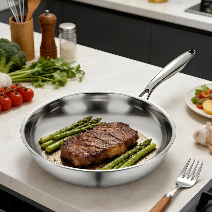 SuperCook Stainless Steel 12 Inch Tri-Ply Frying Pan, Large Frying Pan - Image 6