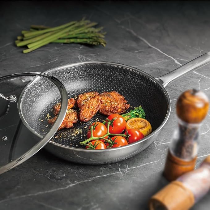 Hybrid Nonstick Cookware Set, Stainless Steel 12 Inch Frying Pan & 2QT Saucepan - Image 2