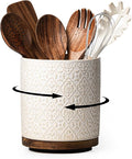Kitchen Utensil Holder, 360° Rotating Extra Large Ceramic Utensil Holder by MIKIGEY