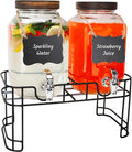 Glass Drink Dispensers For Parties, 2 PACK 1 Gallon Beverage Dispenser by Betrome
