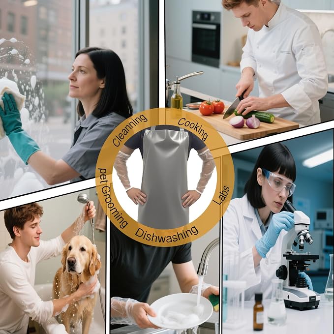 ELEBOX Waterproof Oil Proof Bib Apron Utility Apron Chemical Resistant Apron - Image 2