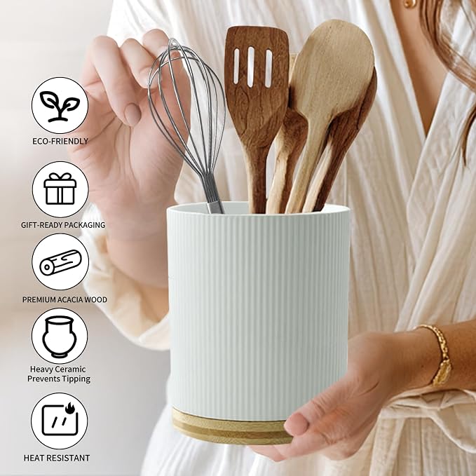 360° Rotating Utensil Holder for Kitchen Counter, 7.6'' Extra Large Utensil - Image 2
