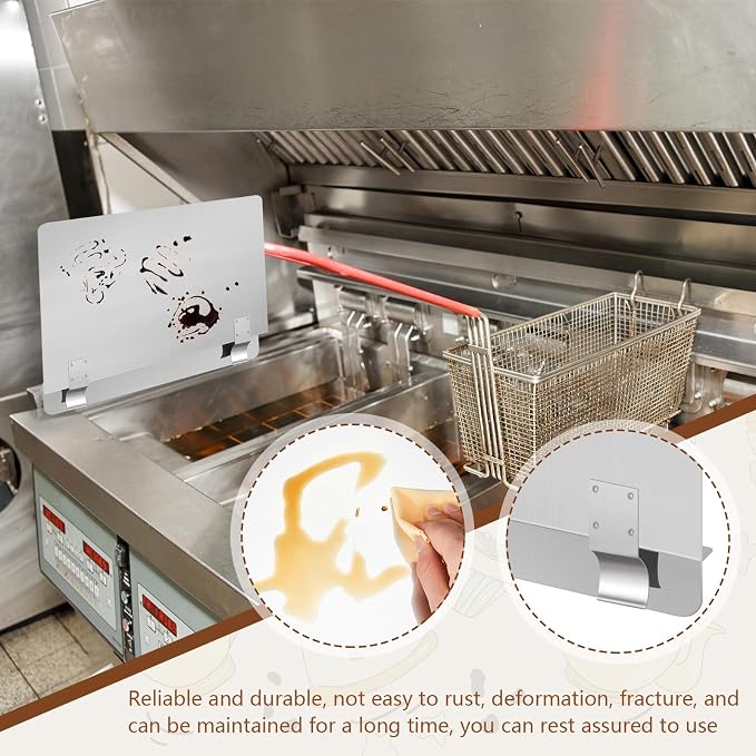 Ferraycle 2 Packs Stainless Steel Fryer Splash Guard Commercial Side Stove - Image 5