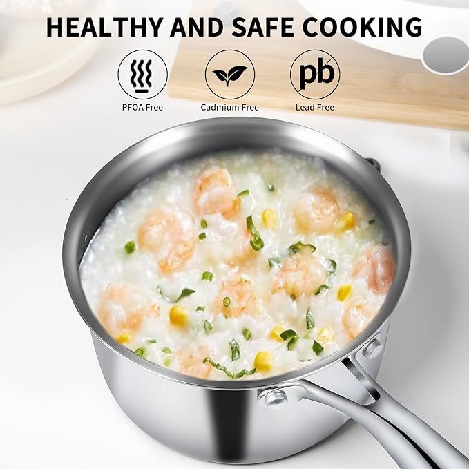 EWFEN 3 Ply Stainless Steel Sauce Pan Set - Image 5