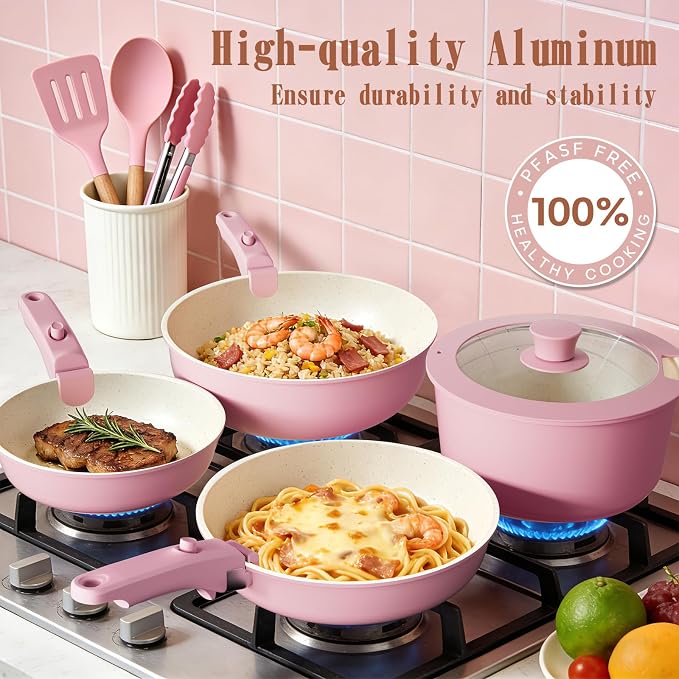 Umite Chef Pots and Pans Set Non Stick, RV Kitchen Cooking Set - Image 3