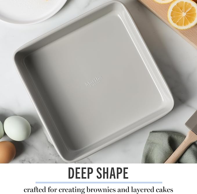 Martha Stewart Gallen 9 Inch Square Nonstick Carbon Steel Cake Pan – Cool Grey - Image 7