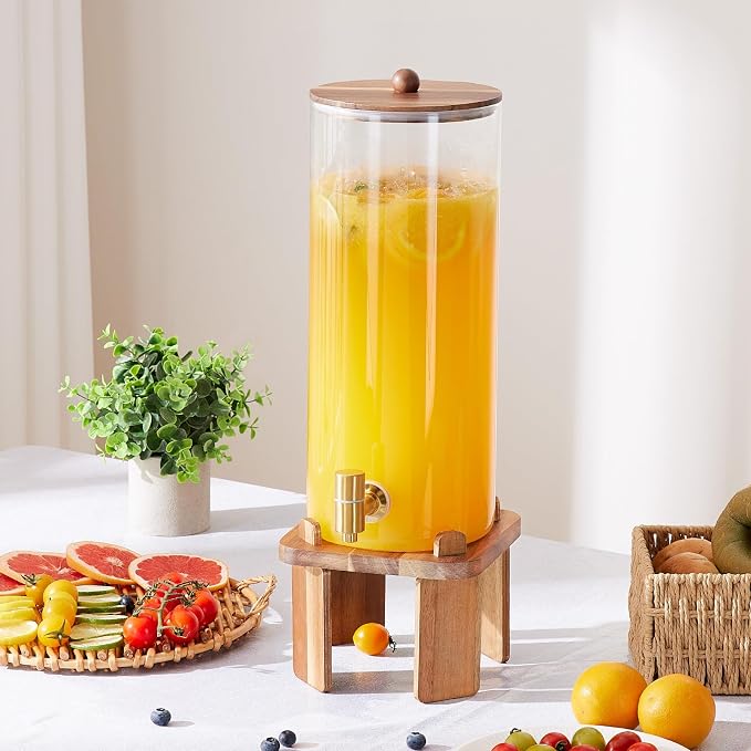 2 Gallon Large Drink Dispenser for Parties, Glass Beverage Dispenser - Image 5