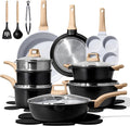 CAROTE 21pcs Pots and Pans Set Nonstick, Cookware Set Black Induction Kitchen by CAROTE