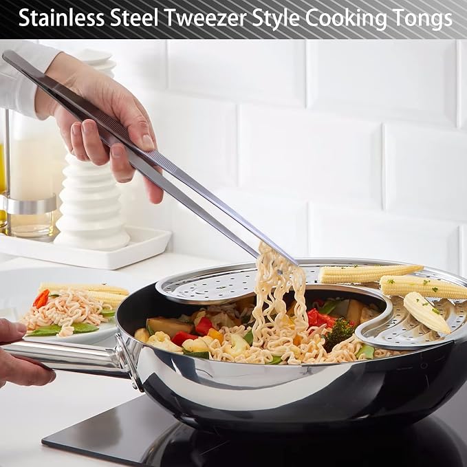 JETKONG 4 Pcs Kitchen Tweezers Tongs Stainless Steel Cooking Tweezers Set - Image 7