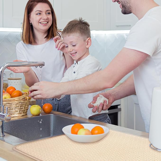 2 Pcs XXL Dish Drying Mats, Absorbent Microfiber Drainer Mat, Large Size 24×17" - Image 7