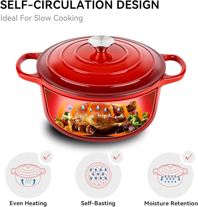 Miereirl 6 Quart Enameled Dutch Oven Pot - Image 4