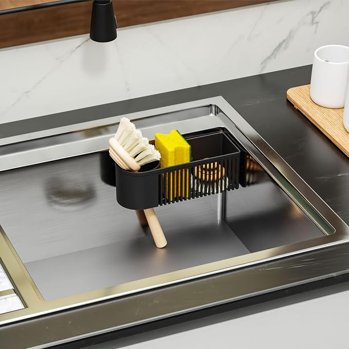SuoXing Inside Sink Sponge Holder, Plastic Dish Sink Organizer - Image 7