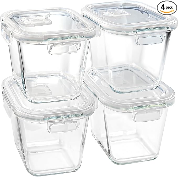 Soup Containers with Lids Glass 32 oz, 4 Cup Borosilicate Glass Food Storage by Susukkie