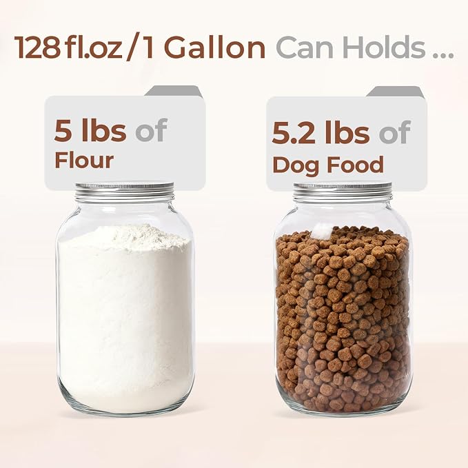 ComSaf 1 Gallon Wide Mouth Mason Jars 2 Pcs, 128 oz Glass Jars - Image 4