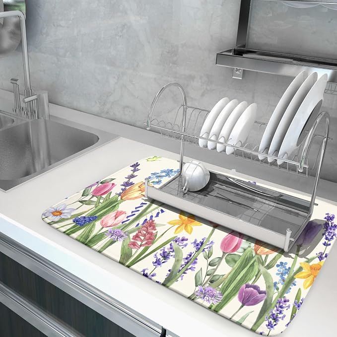 Spring Summer Floral Dish Drying Mat - Image 5