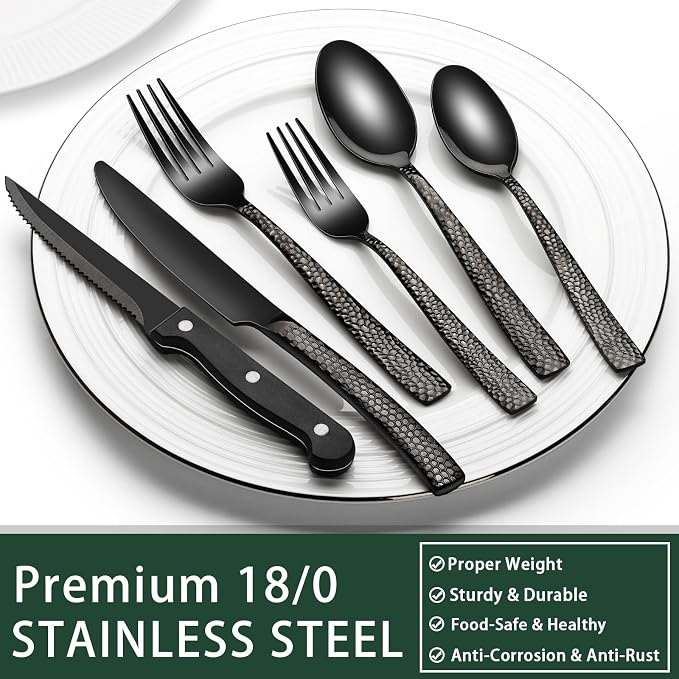 EWFEN 24-Piece Black Silverware Set - Image 5
