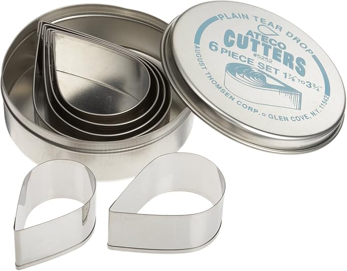 Ateco Plain Edge Tear Drop Cutters in Graduated Sizes, Stainless Steel by Ateco