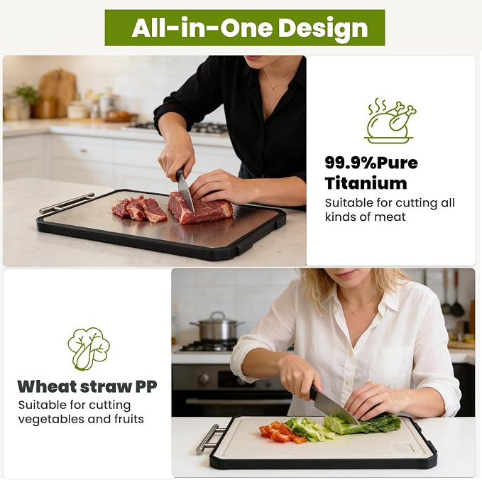 Titanium Cutting Board for Kitchen, Double Sided Titanium Cutting Board - Image 4