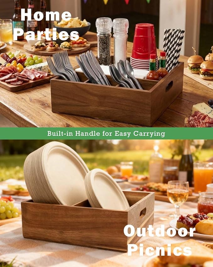 Acacia Wood Utensil Holder for Party - Image 6