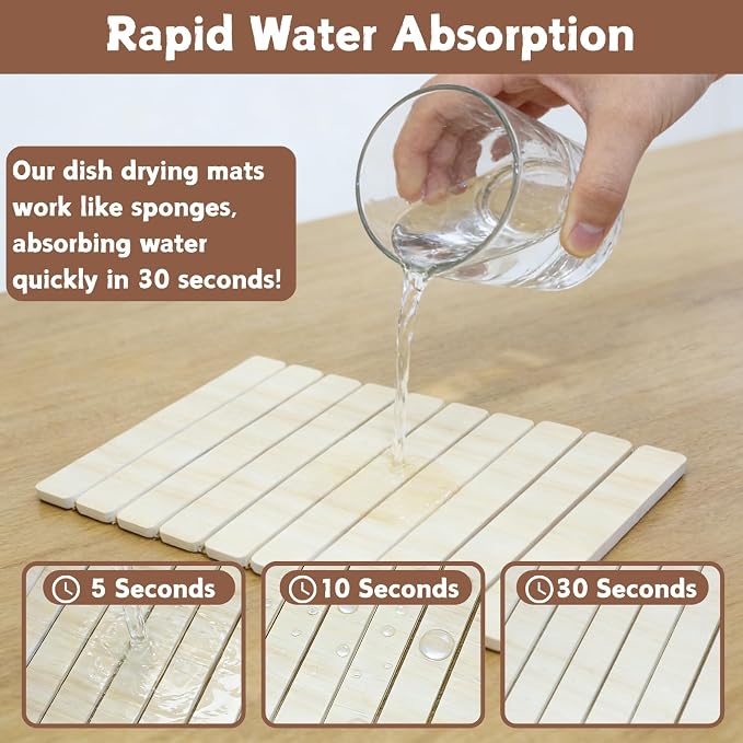 Dish Drying Mats, Large 24x16 Inch Diatomaceous Earth Drying Mat / - Image 4