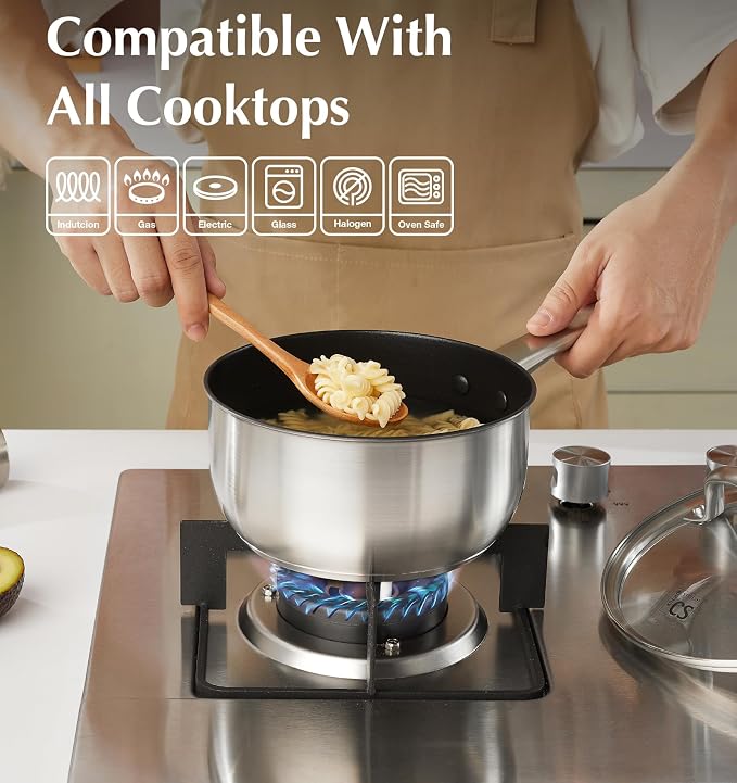 KOCH SYSTEME CS Stainless Steel Saucepan Set, 1QT & 2QT & 3QT Stainless Steel - Image 4