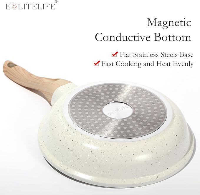 ESLITE LIFE Nonstick Ceramic Frying Pans Skillets Set - Image 7