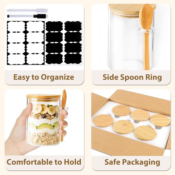 TBWIND 6 Pack Overnight Oats Containers - Image 6