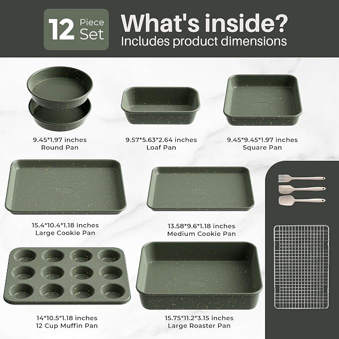 12-Piece Nonstick Baking Set, Non-Toxic Bakeware Sets - Image 2