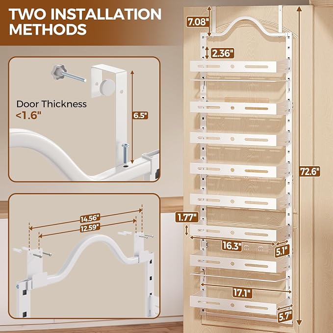 8-Tier Over The Door Pantry Organizer, Large 2 IN 1 Wall Mount or Hanging Spice - Image 2