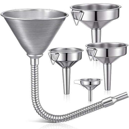 Blulu Set of 5 Stainless Steel Flexible Oil Funnels by Blulu