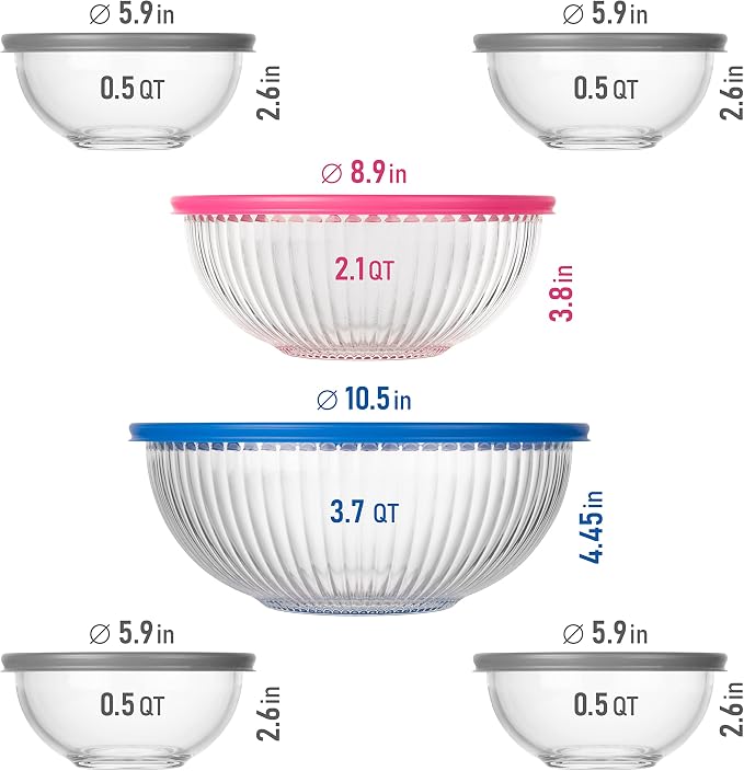 Set of 6 Stackable Space-Saving Nesting Glass Bowls - Image 2