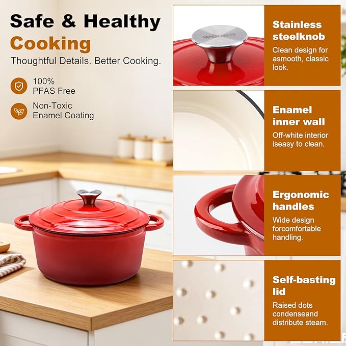 Enameled Cast Iron Dutch Oven - 4QT Pot - Image 6