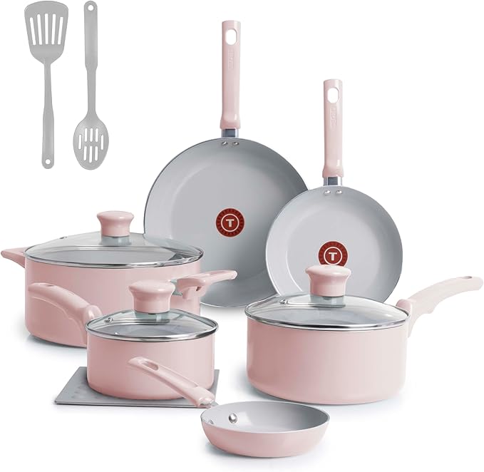 T-Fal Refresh Ceramic Nonstick Cookware Set, 12-Piece Ceramic Pots and Pans Set by T-falbrand