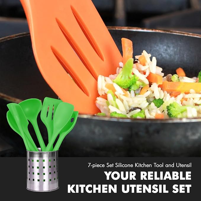 Chef Craft Premium Silicone Kitchen Tool and Utensil Set, 7 Piece - Image 5