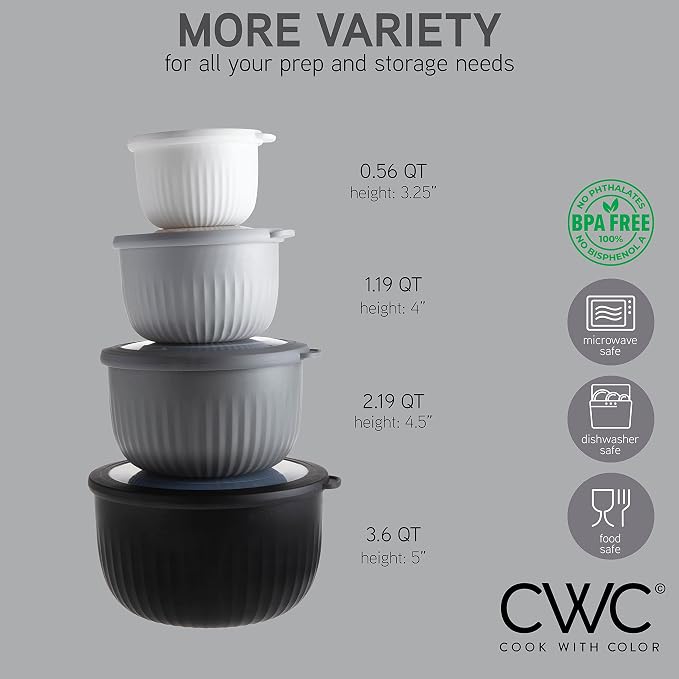 COOK WITH COLOR Prep Bowls with Lids- Wide and Deep Nesting Plastic Small - Image 2