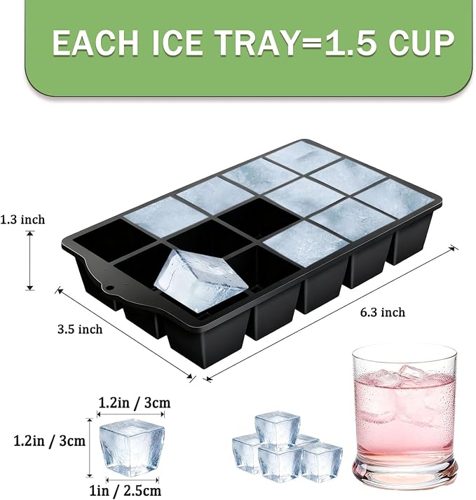 Ice Cube Trays for Freezer, 2 Pack Easy Release Slicone Ice Cube Tray - Image 2