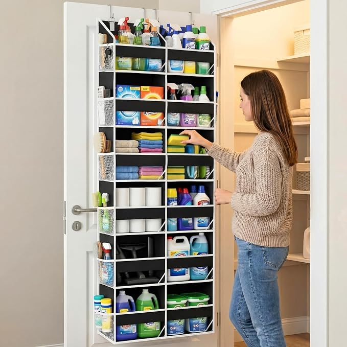 Over The Door Organizer 6 Tiers, Extra Large Behind Door Storage of 12 - Image 6
