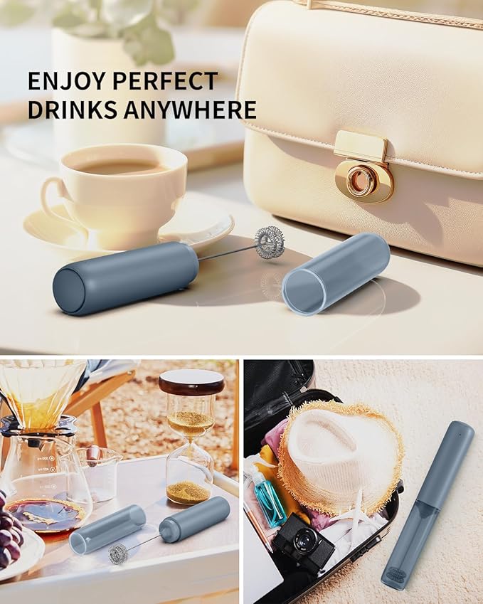 CIRCLE JOY Rechargeable Milk Frother Hanheld, Dual Ring Electric Coffee Frother - Image 4