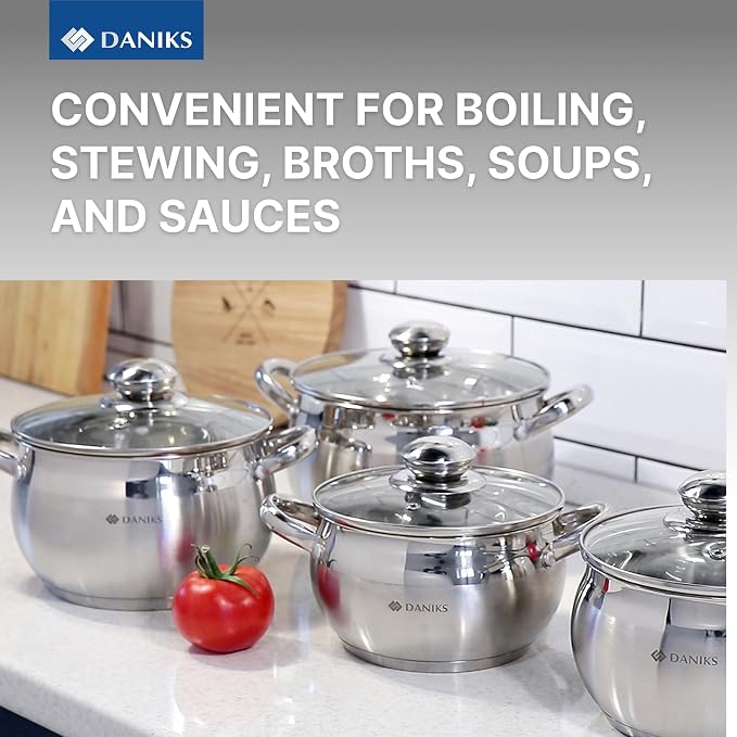 Daniks Classic 11-Piece Stainless Steel Cookware Set - Image 7