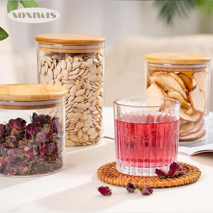 32oz 6PCS Round Airtight Glass Food Storage Jars, Stackable Spice Jar, Kitchen - Image 6