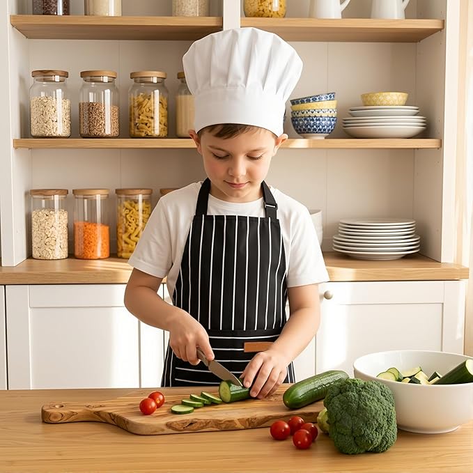 2 Pack Stripes Kids Apron, Kids Cooking Aprons - Image 7