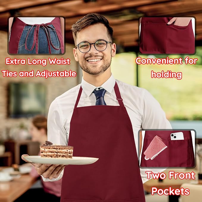 4 Packs Chef Apron, Waterproof Apron, Adjustable Aprons - Image 6