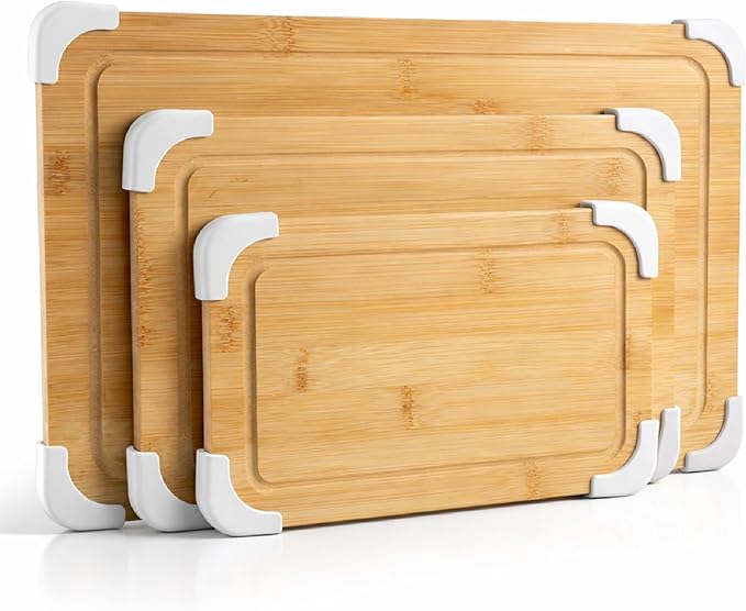 COOK WITH COLOR Non-Slip Cutting Board Set – Kitchen Essentials with Easy Grip by CookwithColor