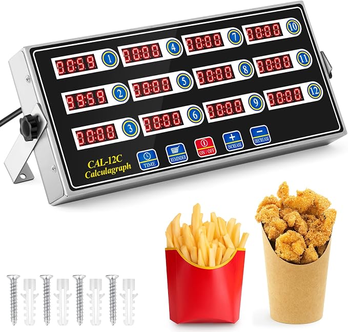 Relaxweex 1 Pack Commercial 12 Channel Digital Kitchen Timer, Wall Mount or by Relaxweex