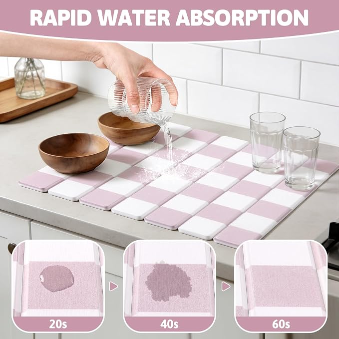 Yamaziot Stone Drying Mat for Kitchen Counter, Quick-Dry Diatomaceous Earth Mat - Image 4