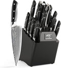 18 Pieces Damascus Kitchen Knife Set, 8 Piece Steak Knives, Non-slip ABS by NANFANGBROTHERS